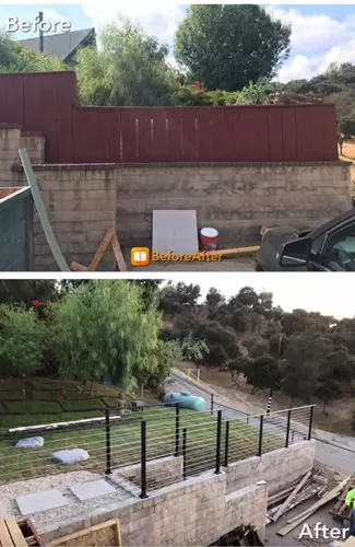 בניית גדר עץ לפני ואחרי